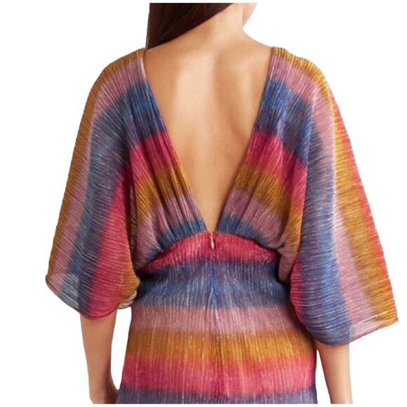 ROTATE Birger Christensen Rainbow Metallic Striped Mini Dress Size 4 - Picture 11 of 15